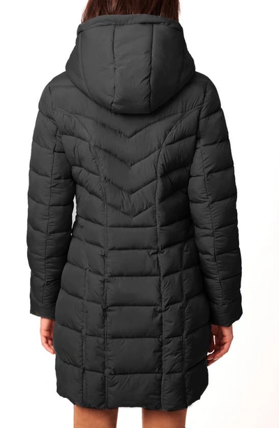Shop Bernardo Water Resistant Packable Hooded Puffer Coat With Removable Bib Insert In Black