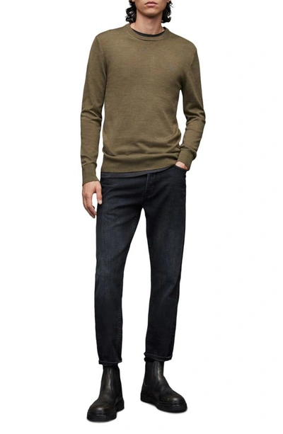 Shop Allsaints Mode Slim Fit Wool Sweater In Olive Green Marl