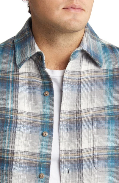 Schott Two-pocket Flannel Long Sleeve Button-up Shirt In Turquoise