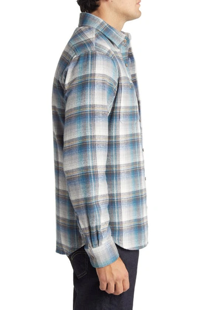 Schott Two-pocket Flannel Long Sleeve Button-up Shirt In Turquoise
