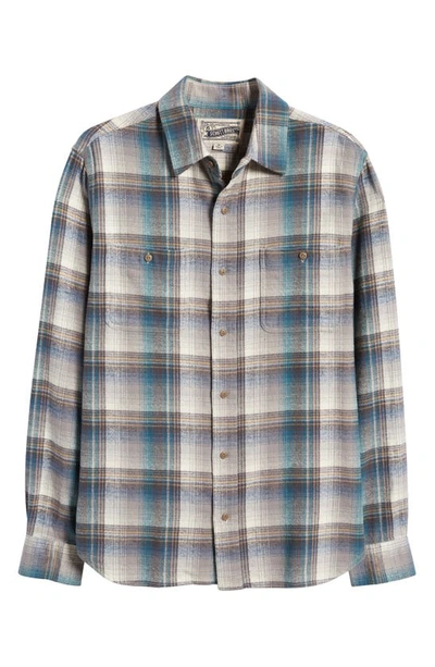 Shop Schott Two-pocket Long Sleeve Flannel Button-up Shirt In Turquoise