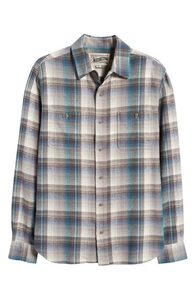 Schott Two-pocket Flannel Long Sleeve Button-up Shirt In Turquoise