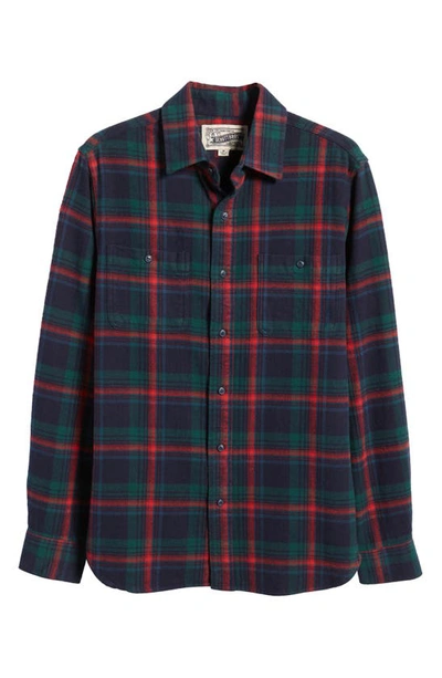 Shop Schott Two-pocket Long Sleeve Flannel Button-up Shirt In Navy
