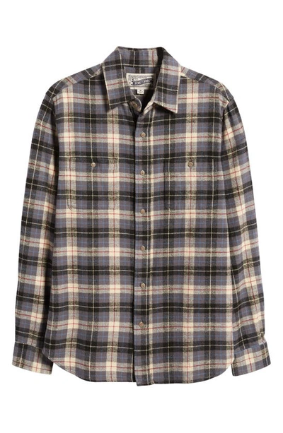 Schott Two-pocket Flannel Long Sleeve Button-up Shirt In Grey