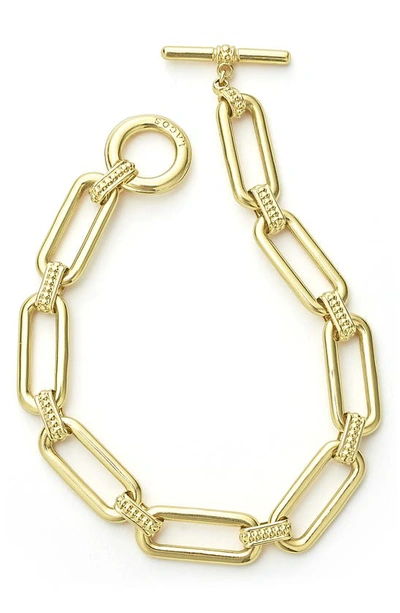 Lagos Signature Caviar Smooth Link Toggle Bracelet In Gold