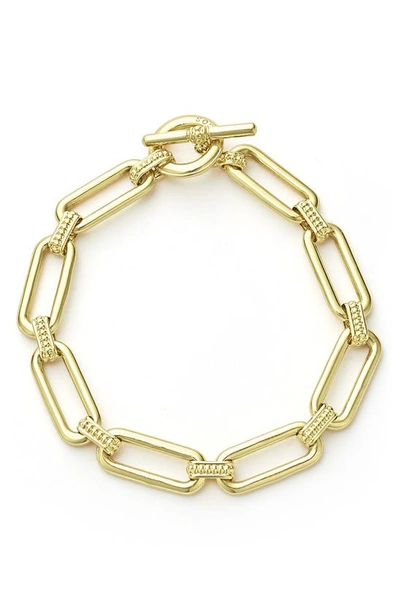 Lagos Signature Caviar Smooth Link Toggle Bracelet In Gold