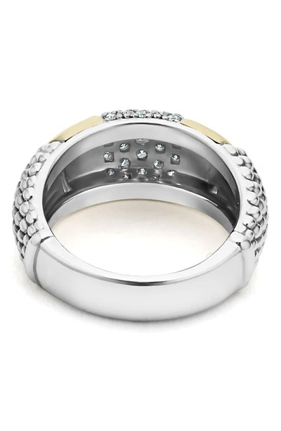 Shop Lagos High Bar Pavé Diamond Ring In Silver Gold Diamond