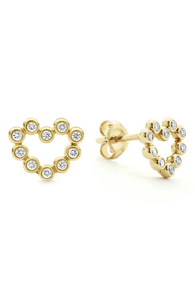 Shop Lagos Ksl Diamond Heart Stud Earrings In Gold Diamond