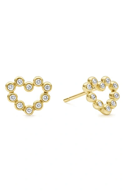 Shop Lagos Ksl Diamond Heart Stud Earrings In Gold Diamond