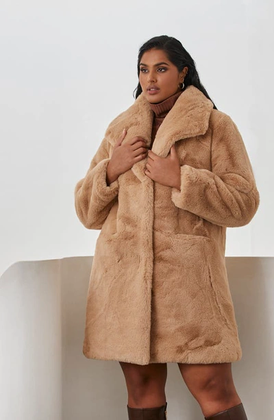 Shop Estelle Matterhorn Faux Fur Coat In Camel