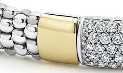 Lagos Diamond And Smooth Station Bracelet In 18k Gold With Sterling Silver Caviar Beading In Silver Gold Diamond