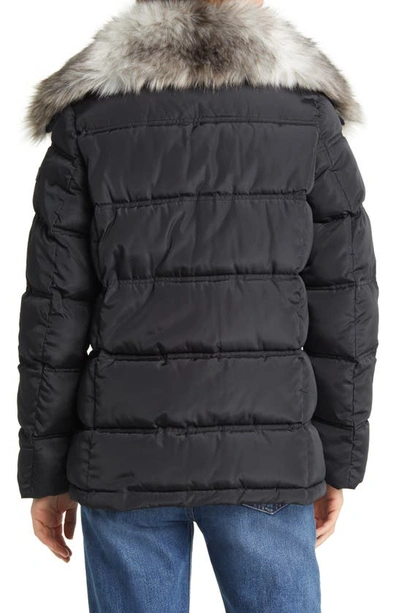 Shop Sam Edelman Water Repellent Puffer Coat With Removable Faux Fur Collar In Black