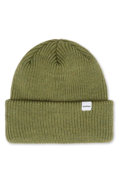 Shop Druthers Merino Wool Blend Rib Beanie In Olive