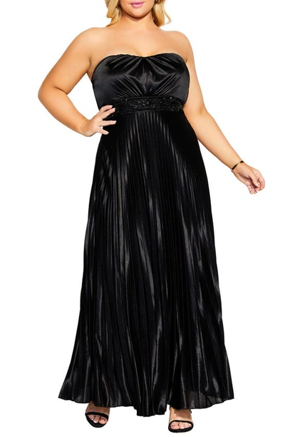 City chic top black strapless dress