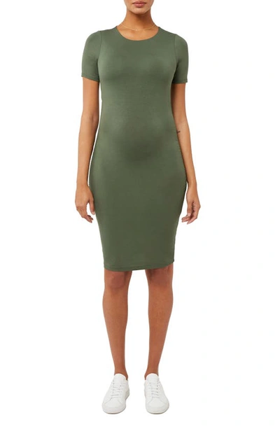 Shop A Pea In The Pod Luxe Short Sleeve Jersey Maternity Shirtdress In Thyme