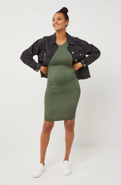 Shop A Pea In The Pod Luxe Short Sleeve Jersey Maternity Shirtdress In Thyme