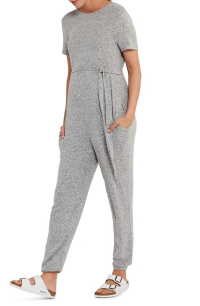 A Pea In The Pod Reversible Hacci Maternity Jumpsuit In Grey