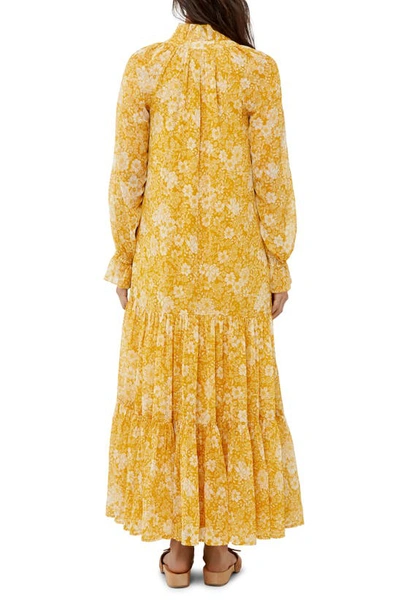 A Pea In The Pod Floral Crinkle Chiffon Maxi Maternity Dress In Yellow Floral