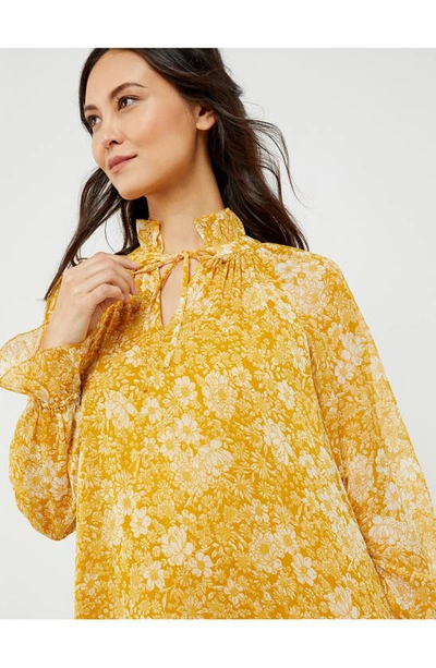 A Pea In The Pod Floral Crinkle Chiffon Maxi Maternity Dress In Yellow Floral
