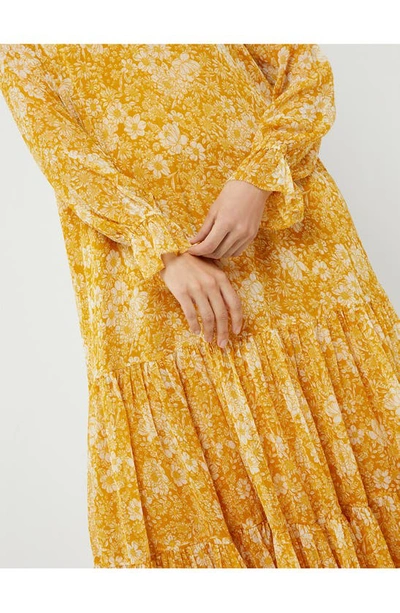 A Pea In The Pod Floral Crinkle Chiffon Maxi Maternity Dress In Yellow Floral