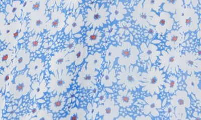 A Pea In The Pod Floral Long Sleeve Crinkle Chiffon Maxi Maternity Dress In White Blue Floral