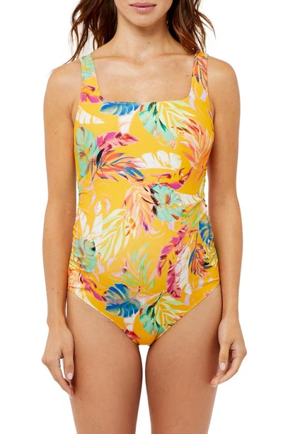 A Pea In The Pod Square Neck One-piece Maternity Swimsuit In Mango Print