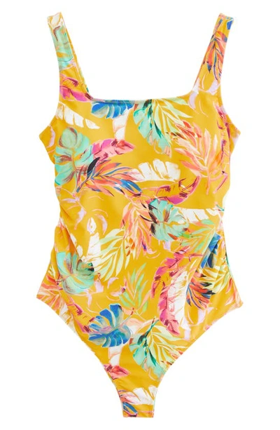 A Pea In The Pod Square Neck One-piece Maternity Swimsuit In Mango Print