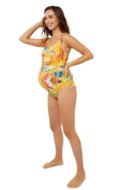 A Pea In The Pod Square Neck One-piece Maternity Swimsuit In Mango Print