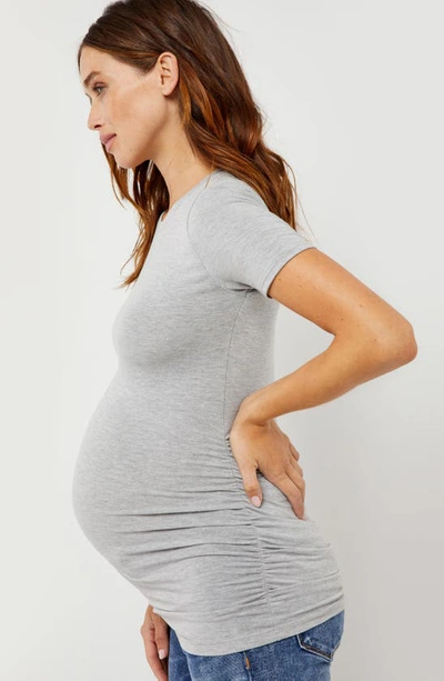 Shop A Pea In The Pod Ruched Maternity T-shirt In Heather Grey
