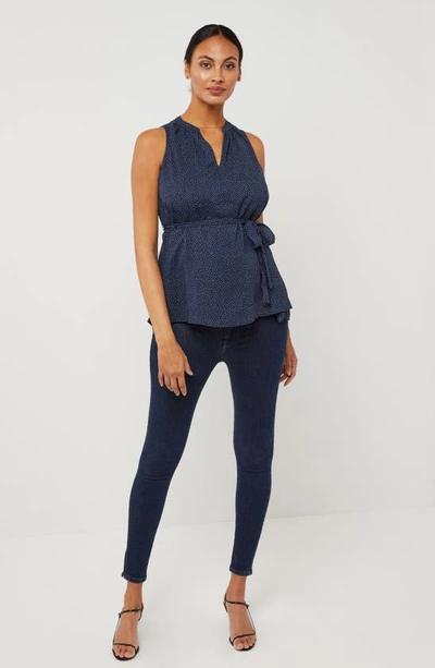 Shop A Pea In The Pod Pleated Sleeveless Maternity Top In Navy/ White Dot