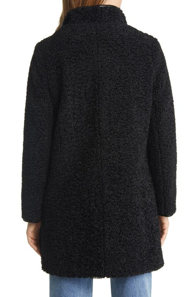 Shop Sam Edelman Stand Collar Faux Shearling Coat In Black