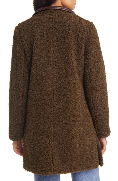 Shop Sam Edelman Stand Collar Faux Shearling Coat In Tuscan Olive