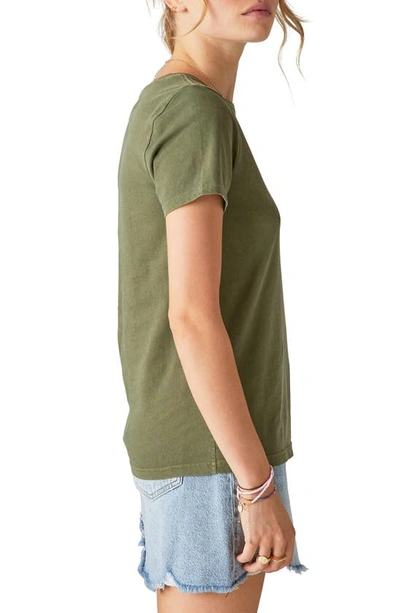 Shop Lucky Brand Amour Stencil Graphic T-shirt In Winter Moss
