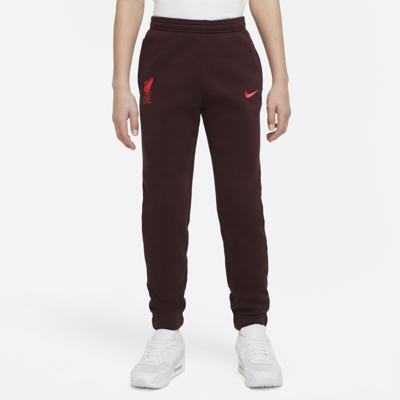 Shop Nike Liverpool Fc Big Kids' Fleece Soccer Pants In Burgundy Crush,siren Red