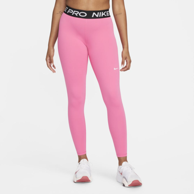 Shop Nike Women's  Pro Mid-rise Mesh-paneled Leggings In Pink