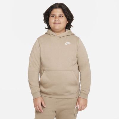 Shop Nike Sportswear Club Fleece Big Kids' (boys') Pullover Hoodie (extended Size) In Brown