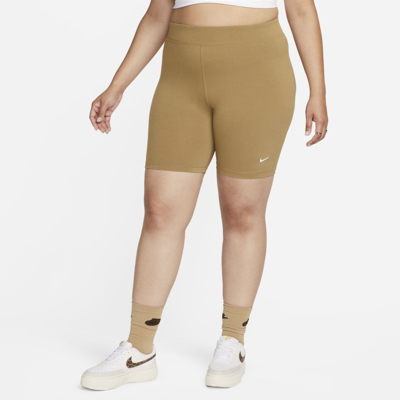 Shop Nike Women's  Sportswear Essential Mid-rise Bike Shorts (plus Size) In Brown