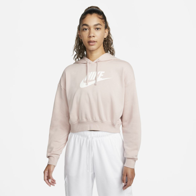 Shop Nike Women's  Sportswear Club Fleece Oversized Crop Graphic Hoodie In Pink