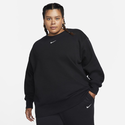 Shop Nike Women's  Sportswear Phoenix Fleece Oversized Crew-neck Sweatshirt (plus Size) In Black