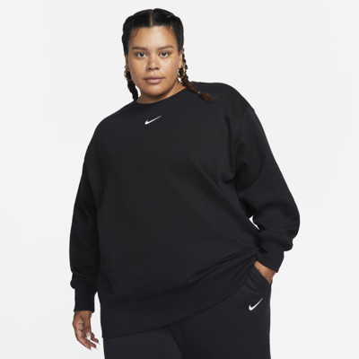 Nike Women's Sportswear Phoenix Fleece Oversized Crew-neck Sweatshirt (plus  Size) In Black