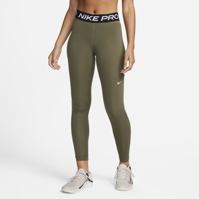 Shop Nike Women's  Pro Mid-rise Mesh-paneled Leggings In Green
