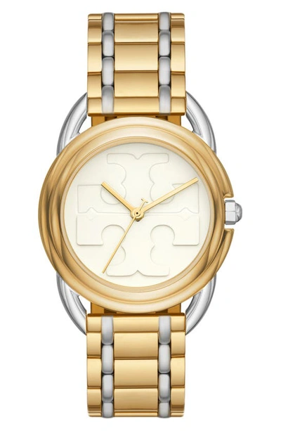 Shop Tory Burch The Miller Two-tone Bracelet Watch, 32mm In Gold