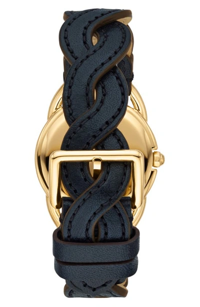 Shop Tory Burch The Miller Leather Band Watch, 32mm In Navy