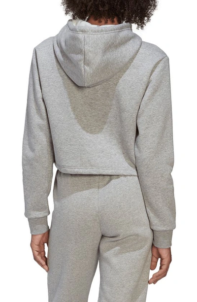 Shop Adidas Originals Adicolor Essentials Crop Fleece Hoodie In Medium Grey Heather