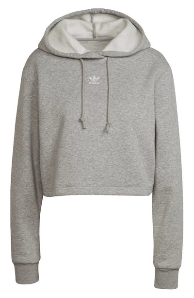 Shop Adidas Originals Adicolor Essentials Crop Fleece Hoodie In Medium Grey Heather