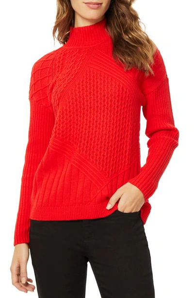 Shop Jones New York Cable Knit Sweater In Rouge