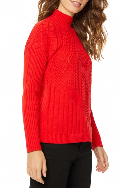 Shop Jones New York Cable Knit Sweater In Rouge