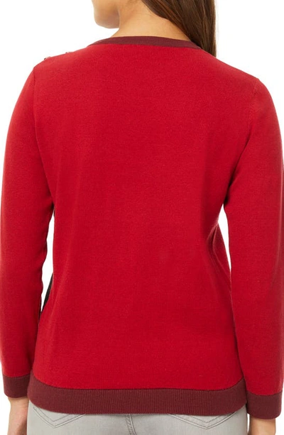 Shop Jones New York Colorblock Sweater In Cabernet Combo