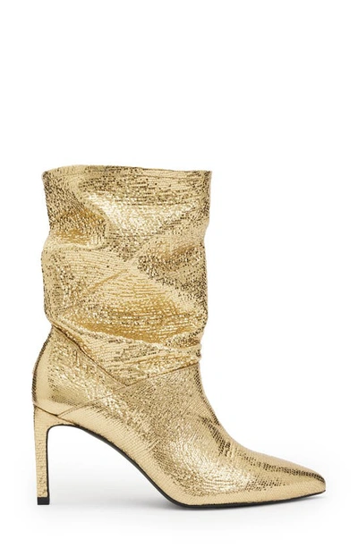 Shop Allsaints Orlana Pointed Toe Boot In Metallic Gold