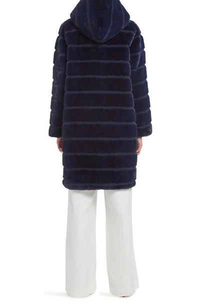 Shop Apparis Celina 3 Faux Fur Jacket In Navy Blue